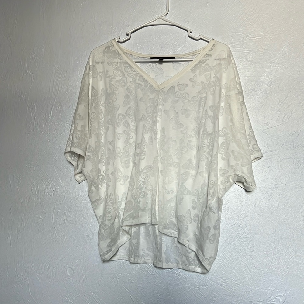 White House Black Market white butterfly top